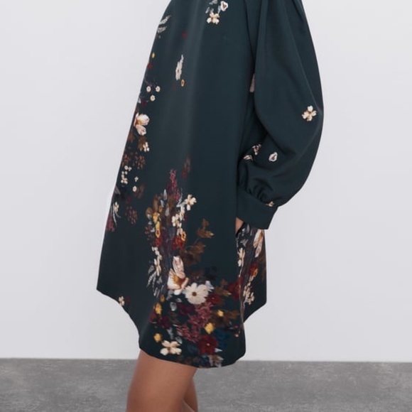 Zara voluminous printed mini dress XS New - Picture 5 of 16